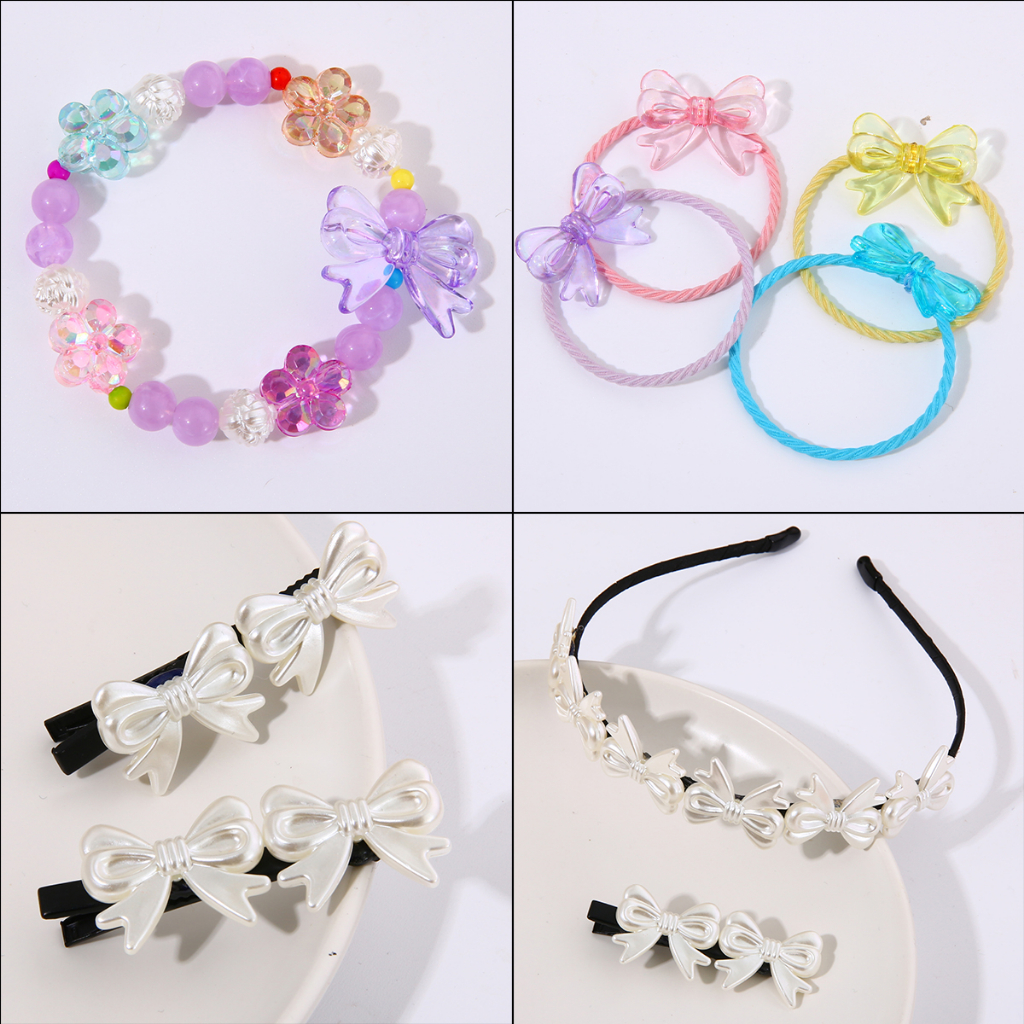 4pcs  Nơ Cài Tóc Acrylic 29X22mm Làm Vòng Đeo Tay DIY