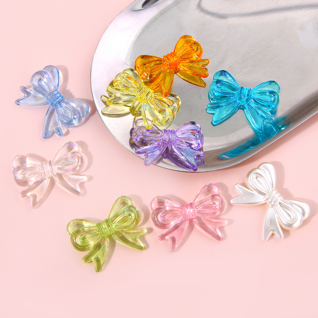 4pcs  Nơ Cài Tóc Acrylic 29X22mm Làm Vòng Đeo Tay DIY