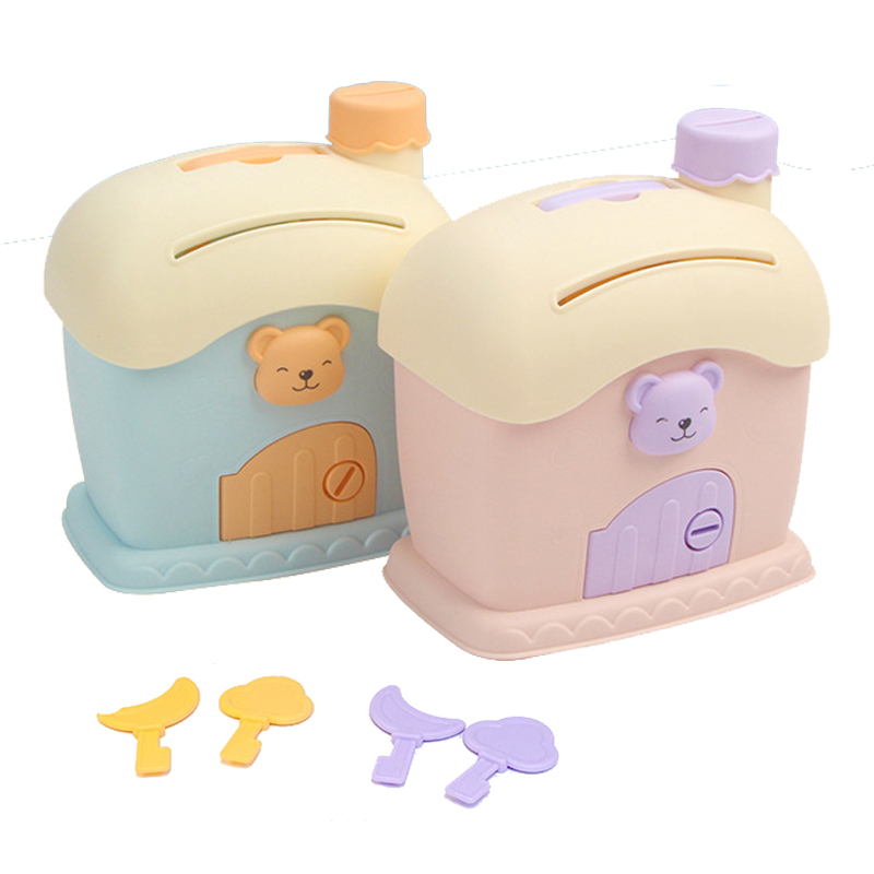 Hộp đựng tiền tiết kiệm Coolplay hình ngôi nhà hoạt hình dễ thương có khóa tiện dụng diy