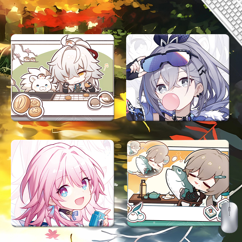 Honkai:  Star Rail small size mouse pad Kafka anime Qingque new Stelle Caelus table pad March 7th ACGN Jing Yuan Gaming Silver Wolf computer pad Seele animation diy rubber cushion Bronya Cute A Q student writing pad