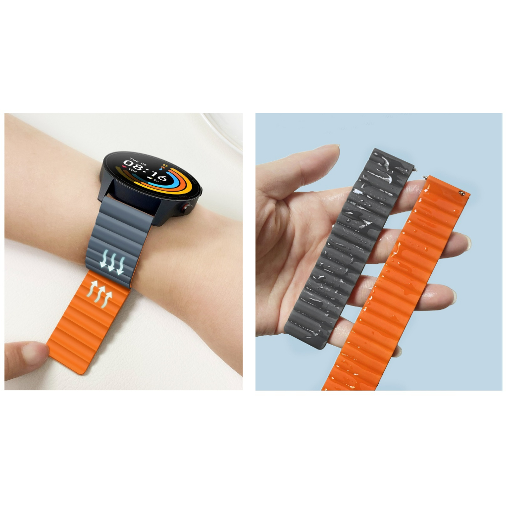 Dây đeo đồng hồ thông minh bằng silicon từ tính 20mm 22mm cho Huami Samsung Huawei Garmin