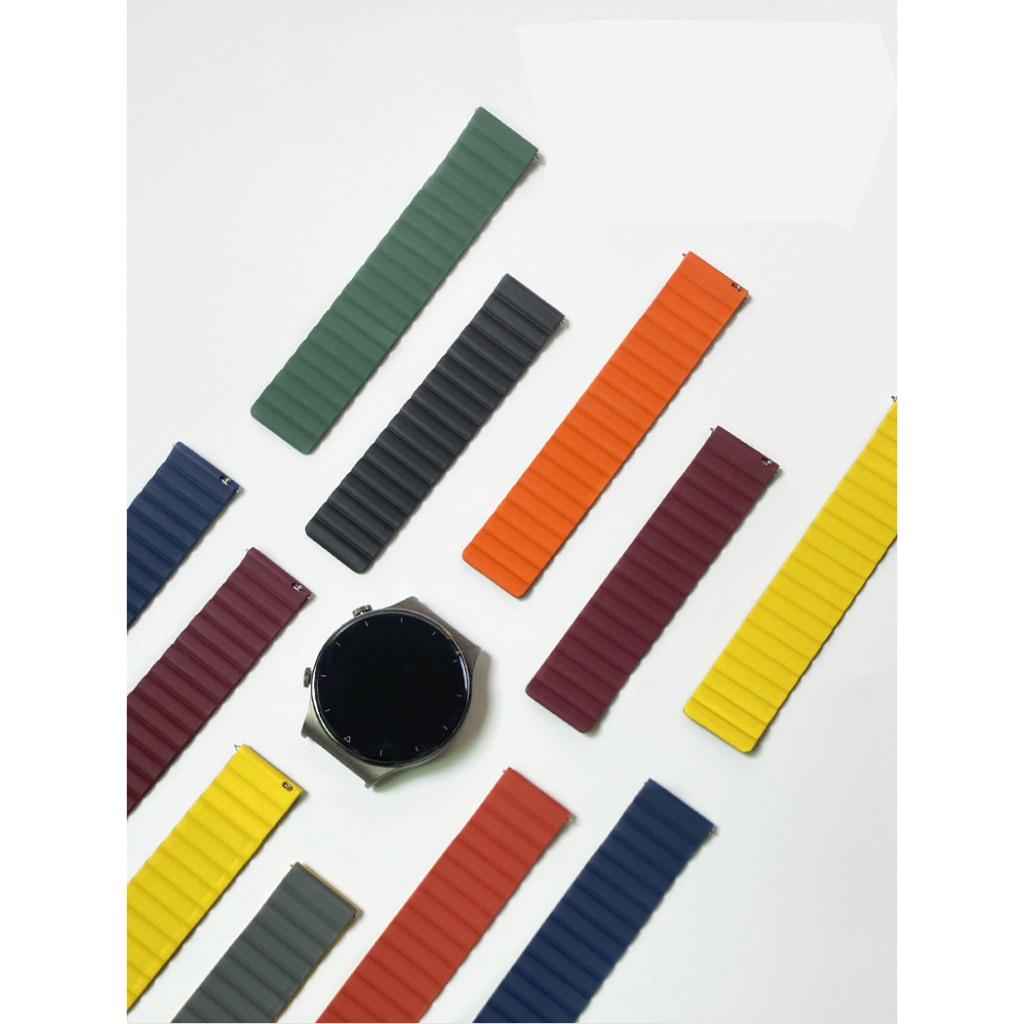 Dây đeo đồng hồ thông minh bằng silicon từ tính 20mm 22mm cho Huami Samsung Huawei Garmin