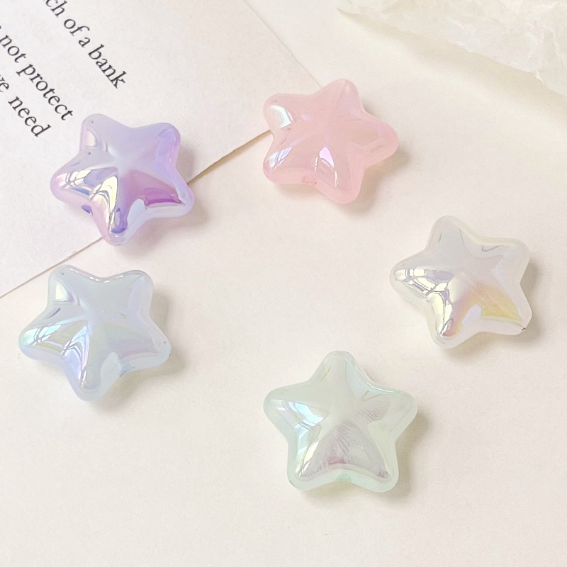 Set 20 Hạt Xỏ Lỗ Hình Ngôi Sao 18mm Bằng acrylic Dùng Để Trang Trí Điện Thoại / Dây Buộc Tóc / Móc Khóa DIY