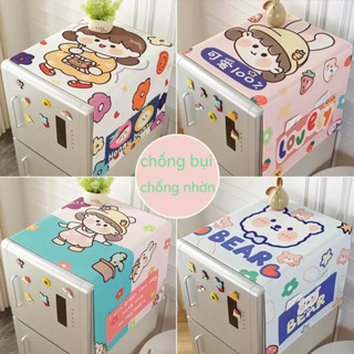 Khăn phủ máy giặt/ tủ lạnh in hoạt hình dễ thương chống bụi đa năng