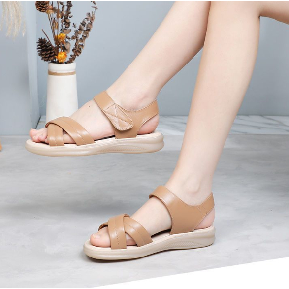 Giày Sandal Da Thật Đế Mềm Chống Trượt Thời Trang Mùa Hè Cho Nữ