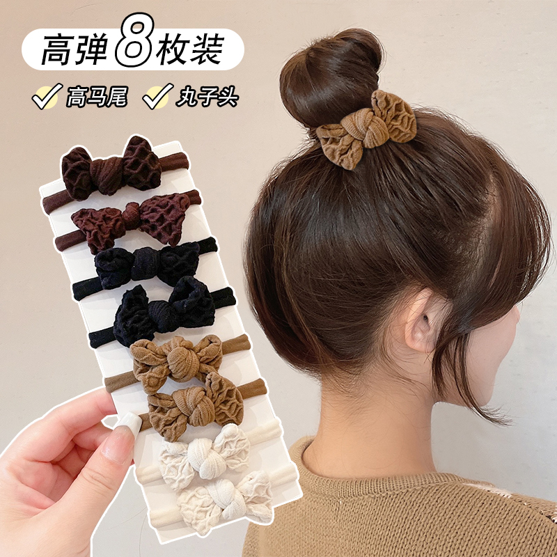 Dây Buộc Tóc Cao Su Co Giãn Đính Nơ Nhiều Màu Sắc Đơn Giản
