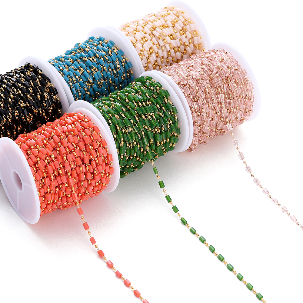 Túi 1M Dây Chuỗi Hạt Vuông Bằng Đồng Không Phai Màu 18K Dùng Làm Trang Sức Thủ Công