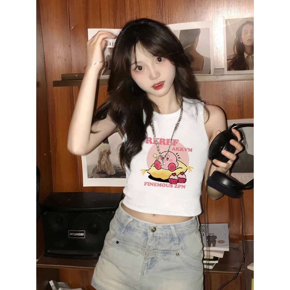 Ethelgirl Áo Croptop Sát Nách Dáng Ôm In Họa Tiết Dễ Thương Thời Trang Mùa Hè Cho Bạn