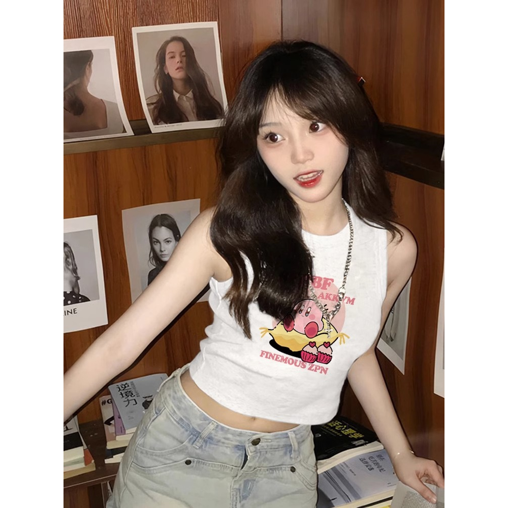 Ethelgirl Áo Croptop Sát Nách Dáng Ôm In Họa Tiết Dễ Thương Thời Trang Mùa Hè Cho Bạn