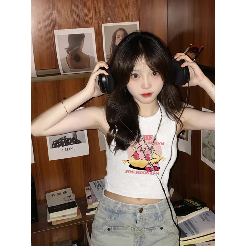 Ethelgirl Áo Croptop Sát Nách Dáng Ôm In Họa Tiết Dễ Thương Thời Trang Mùa Hè Cho Bạn