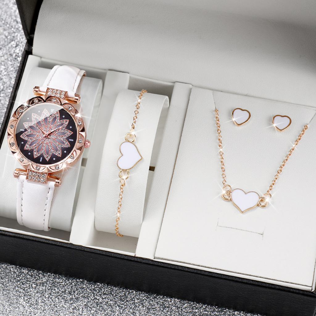 Đồng Hồ Quartz Nữ Mặt Hoa Dây Da Thời Trang