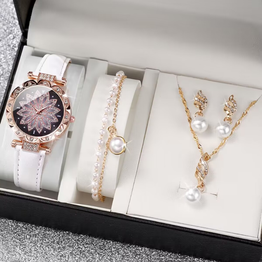 Đồng Hồ Quartz Nữ Mặt Hoa Dây Da Thời Trang