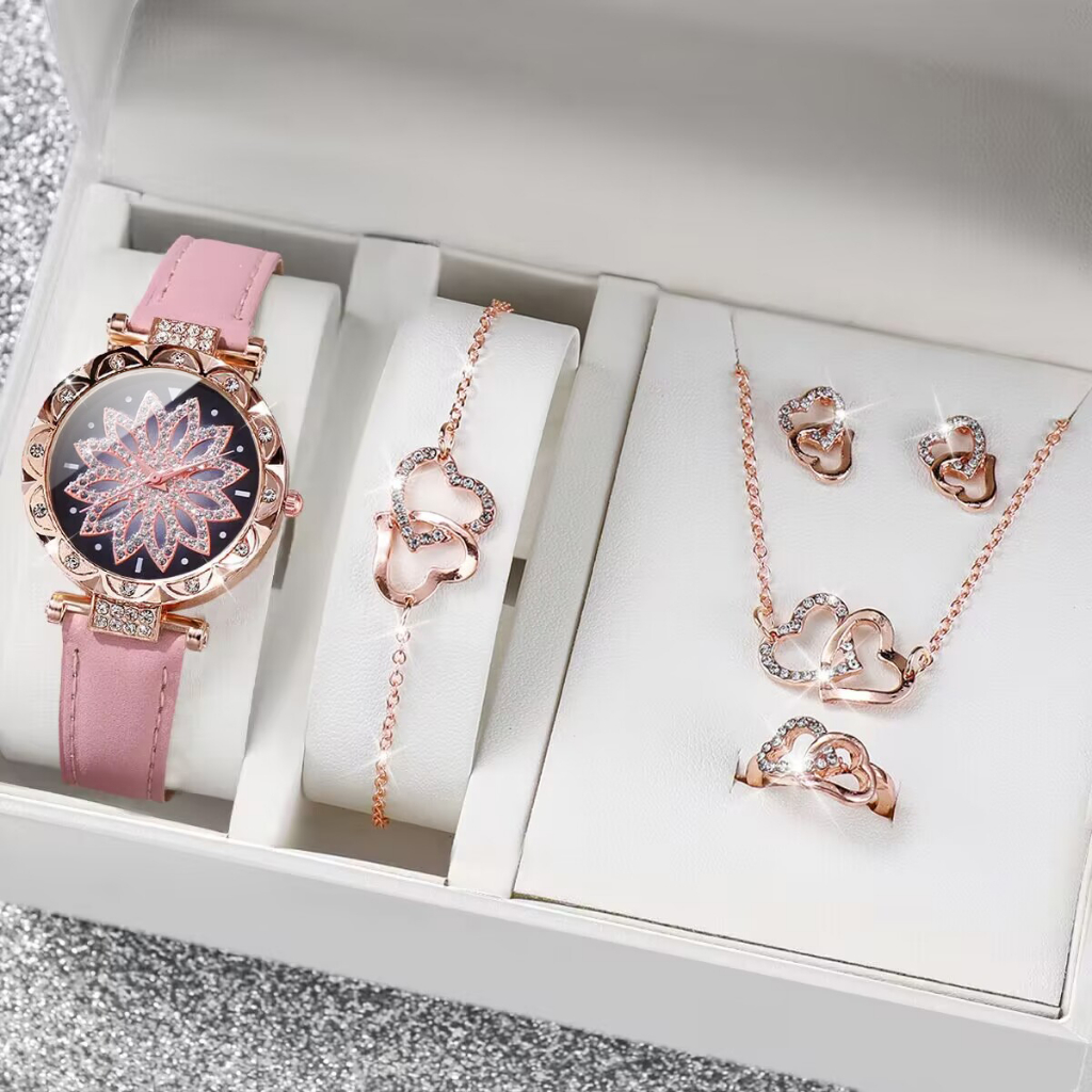 Đồng Hồ Quartz Nữ Mặt Hoa Dây Da Thời Trang