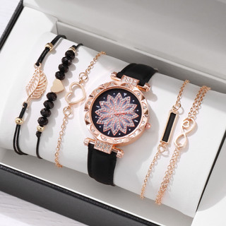 Đồng Hồ Quartz Nữ Mặt Hoa Dây Da Thời Trang