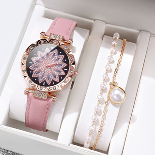 Đồng Hồ Quartz Nữ Mặt Hoa Dây Da Thời Trang