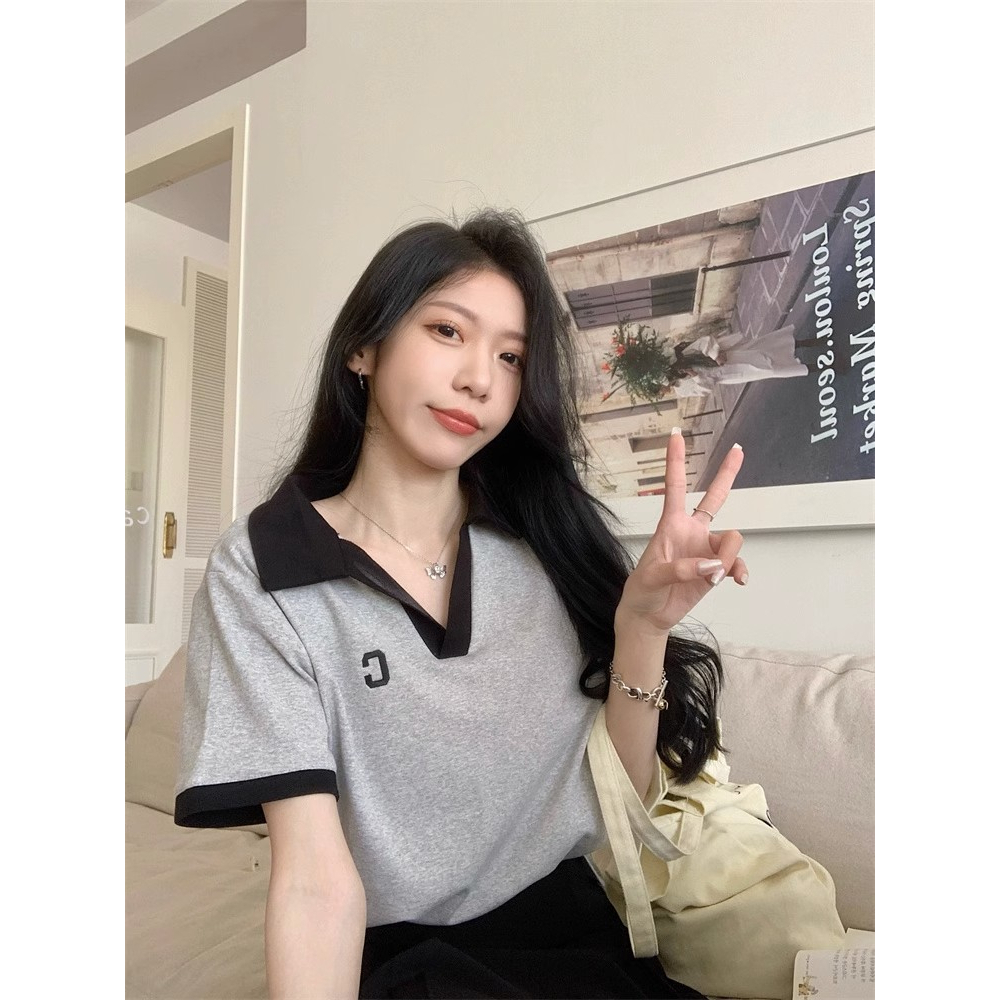 Áo Thun Nữ Tay Ngắn Cổ Chữ V Thời Trang Hàn Quốc