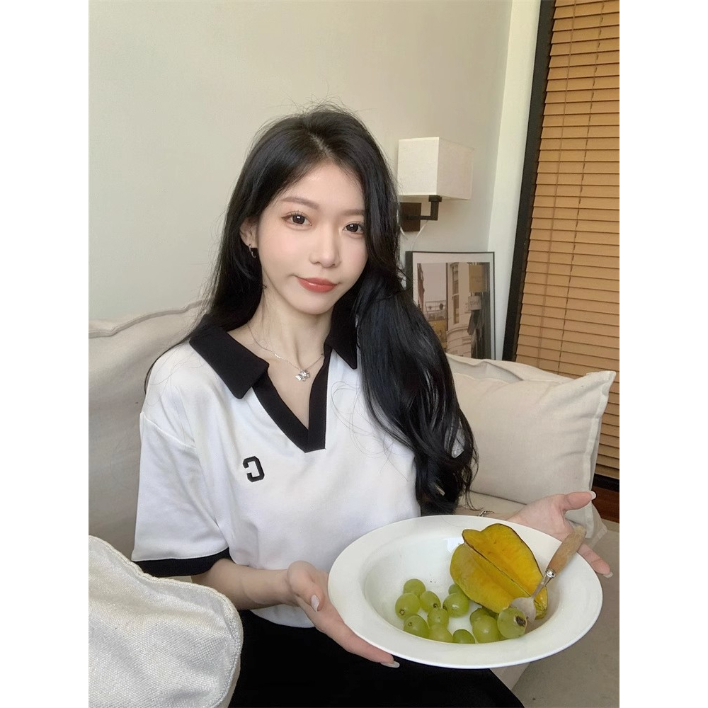 Áo Thun Nữ Tay Ngắn Cổ Chữ V Thời Trang Hàn Quốc