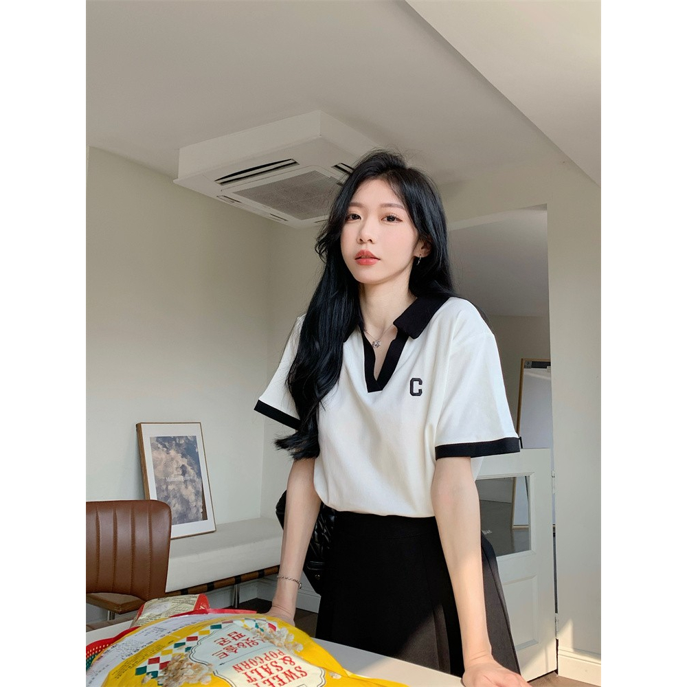 Áo Thun Nữ Tay Ngắn Cổ Chữ V Thời Trang Hàn Quốc
