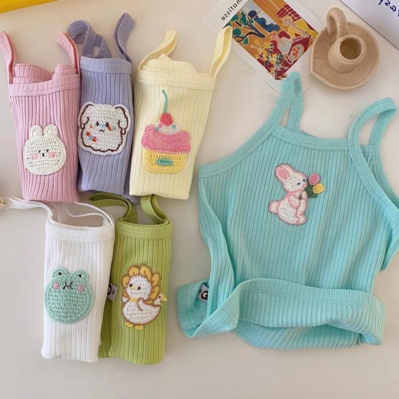 Áo Hai Dây Co Giãn Thêu Họa Tiết Hoạt Hình Phong Cách Hàn Quốc Thời Trang Mùa Hè Cho Bé Gái