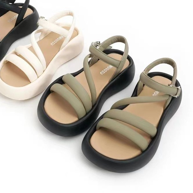 Giày Sandal Đế Dày Tăng Chiều Cao Phong Cách Pháp Thời Trang Đi Biển Mùa Hè Cho Nữ