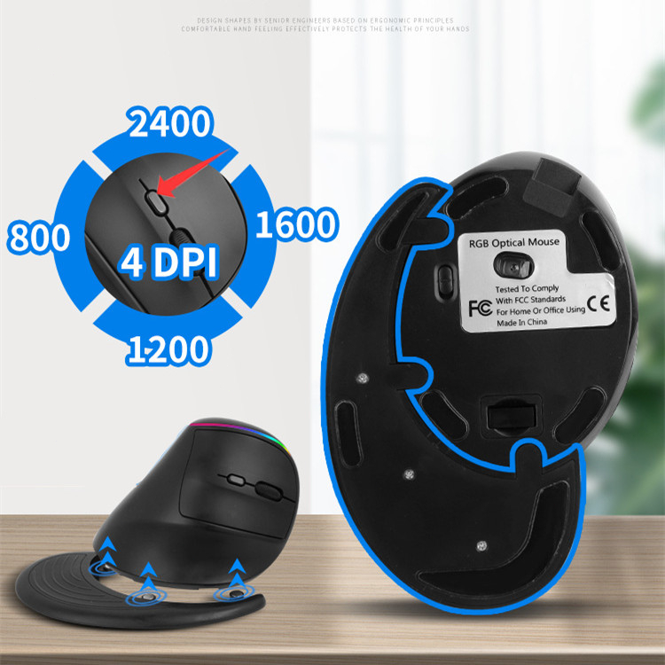 Chuột Quang Không Dây Dạng Đứng 2.4GHz 800 / 1200 / 1600 / 2400