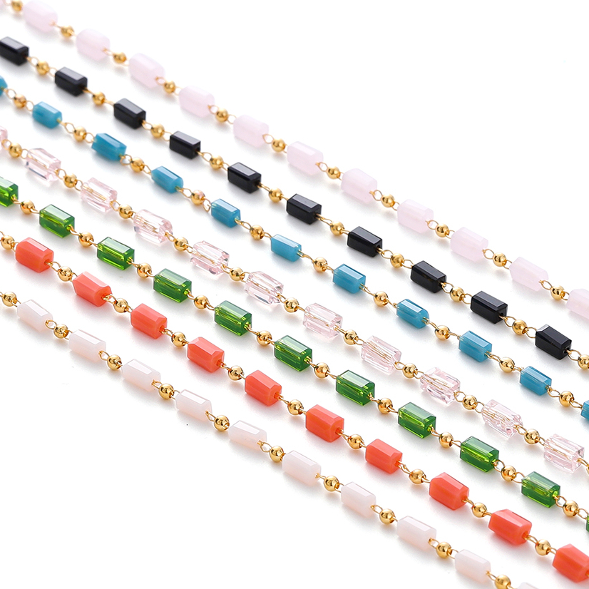 Túi 1M Dây Chuỗi Hạt Vuông Bằng Đồng Không Phai Màu 18K Dùng Làm Trang Sức Thủ Công