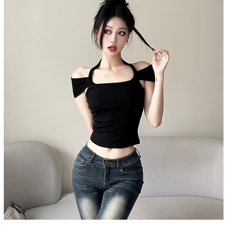 Klalien Áo Croptop Ôm Dáng Thoáng Khí Thời Trang Mùa Hè 2023 Cho Nữ