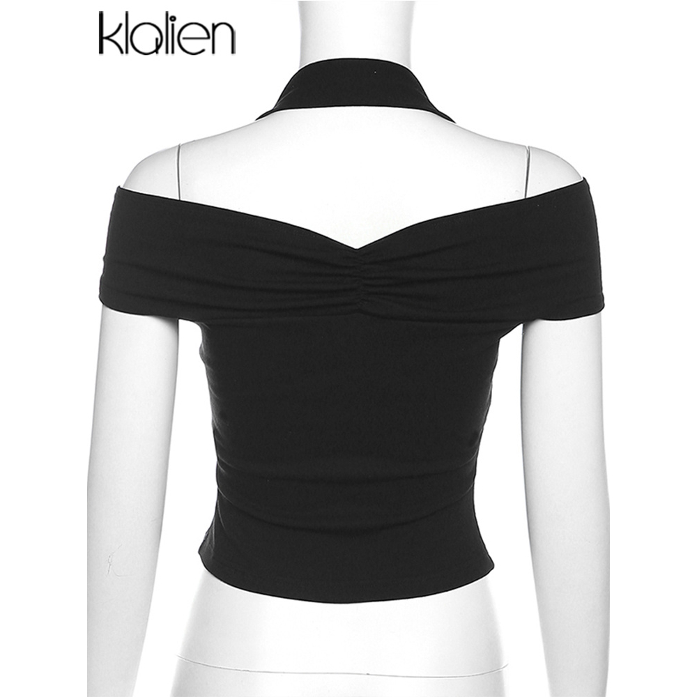 Klalien Áo Croptop Ôm Dáng Thoáng Khí Thời Trang Mùa Hè 2023 Cho Nữ