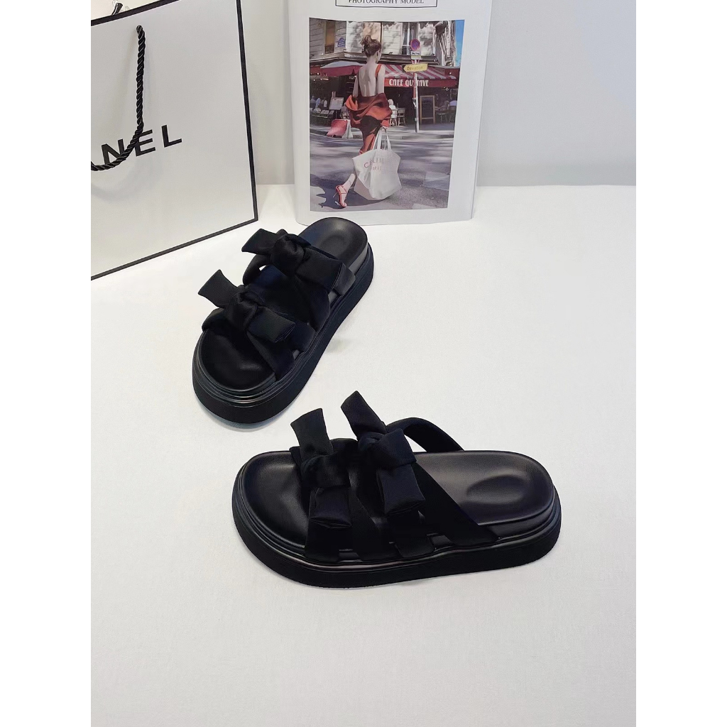 Dép Xỏ Ngón Đế Dày Đính Nơ Thời Trang Nữ Tính