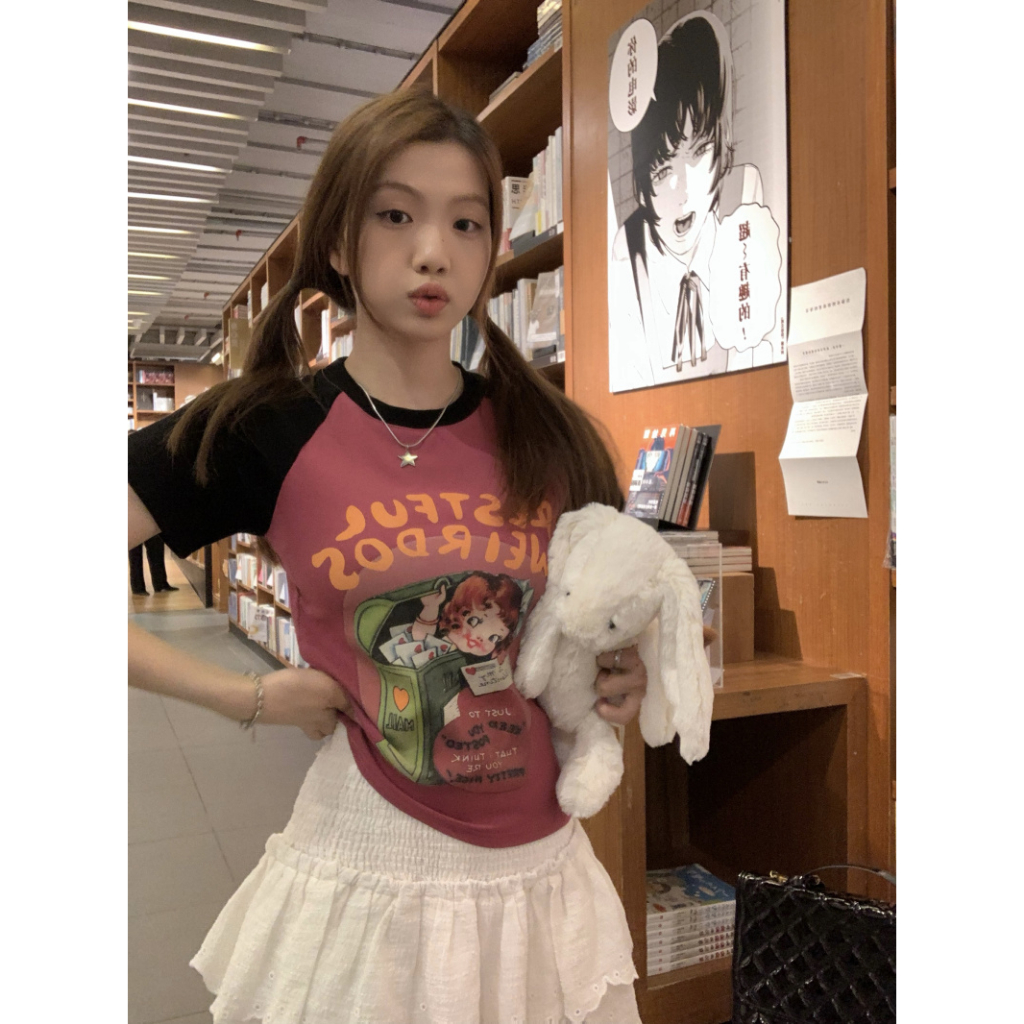 Áo Thun Tay Ngắn Dáng Ôm In Hoạt Hình Thời Trang Cá Tính Cho Nữ