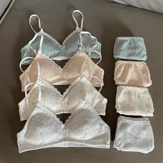 Set Áo Ngực & Quần Lót Nữ Họa Tiết Hoa Lá Không Gọng