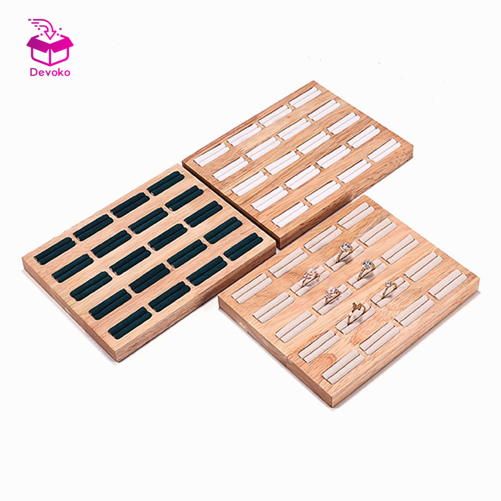 20 Khay tre Devoko hình chữ nhật bền bỉ trưng bày nhẫn khuyên tai trang sức tiện lợi để cất giữ sử dụng tại nhà cửa hàng