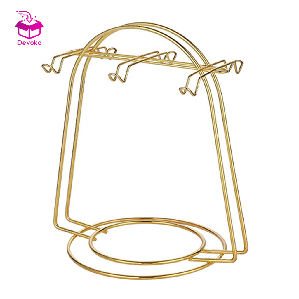 Giá đỡ máy sấy/ cốc cà phê/ chén trà/ đĩa Devoko màu vàng dùng trưng bày với 4/6 đầu móc