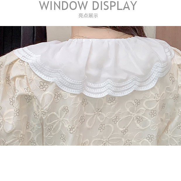 Áo Sơ Mi Voan Cổ Búp Bê / Dễ Phối Đồ / Mỏng / Thêu / Phong Cách Mới / Ren / Cá Nhân KNK0