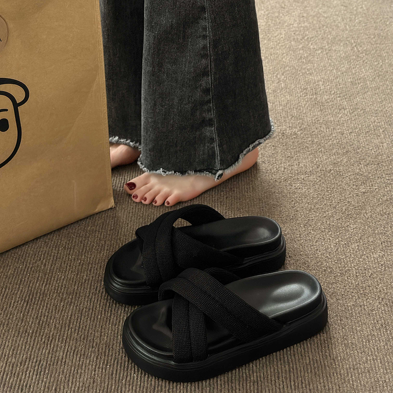 Dép bánh mì dáy dày mùa hè dép bãi biển thư giãn mới