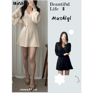 Đầm Dệt Kim Cổ Chữ V Thời Trang retro Cá Tính Cho Nữ