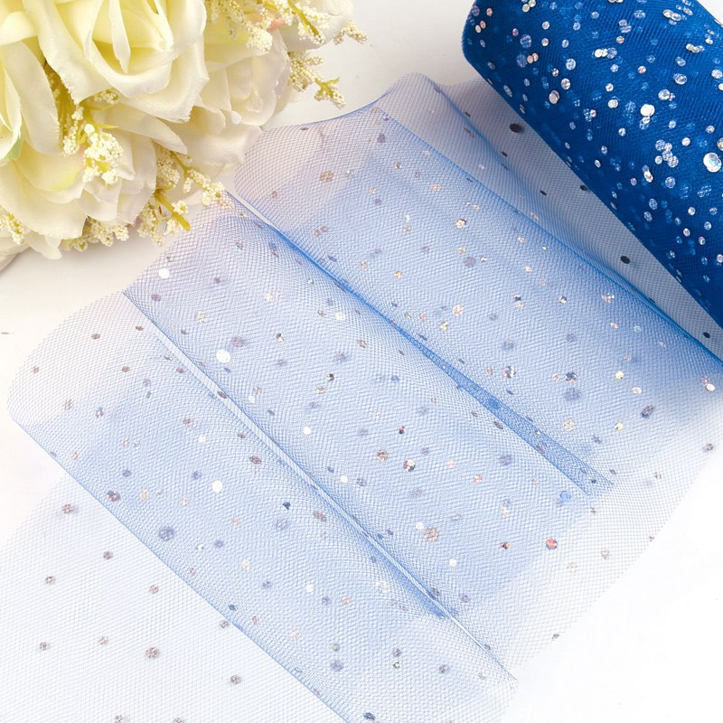 Cuộn Vải Tuyn 15cm Đính Kim Sa Lấp Lánh Dùng Trang Trí Ghế Đám Cưới / Sinh Nhật DIY