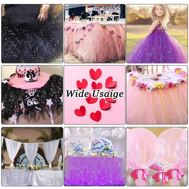 Cuộn Vải Tuyn 15cm Đính Kim Sa Lấp Lánh Dùng Trang Trí Ghế Đám Cưới / Sinh Nhật DIY