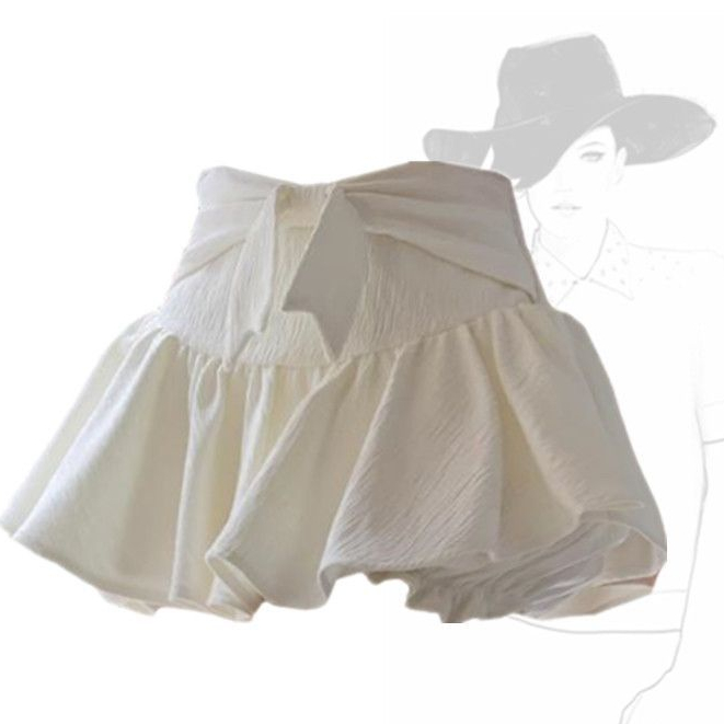 Jiashucheng Chân Váy Lưng Cao Màu Trơn Đính Nơ Thời Trang Mùa Hè Dễ Phối Đồ