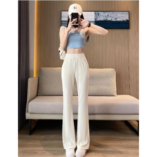 Jiashucheng Hàng Châu Âu Quần Ống Loe Lụa Lạnh Cao Cấp Dáng Rộng Mỏng Phong Cách Mới Thời Trang Mùa Hè Dành Cho Bạn Nữ Bán Chạy