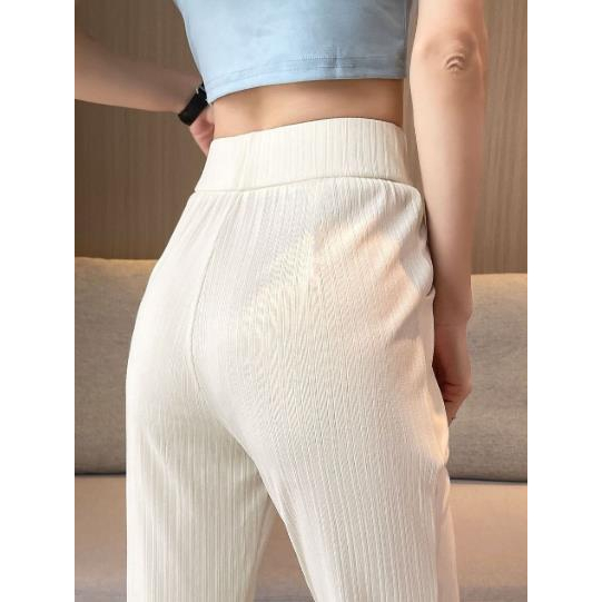 Jiashucheng Hàng Châu Âu Quần Ống Loe Lụa Lạnh Cao Cấp Dáng Rộng Mỏng Phong Cách Mới Thời Trang Mùa Hè Dành Cho Bạn Nữ Bán Chạy