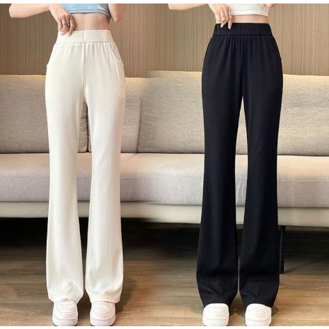 Jiashucheng Hàng Châu Âu Quần Ống Loe Lụa Lạnh Cao Cấp Dáng Rộng Mỏng Phong Cách Mới Thời Trang Mùa Hè Dành Cho Bạn Nữ Bán Chạy