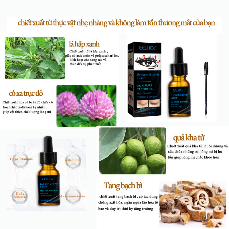 ⭐CHÍNH HÃNG⭐Tinh Chất Mọc Mi 10ML Kích Thích Mọc Lông Mi Làm Dày Lông Mi Nhanh Tự Nhiên Nuôi Dưỡng Mi Dài Và Cong