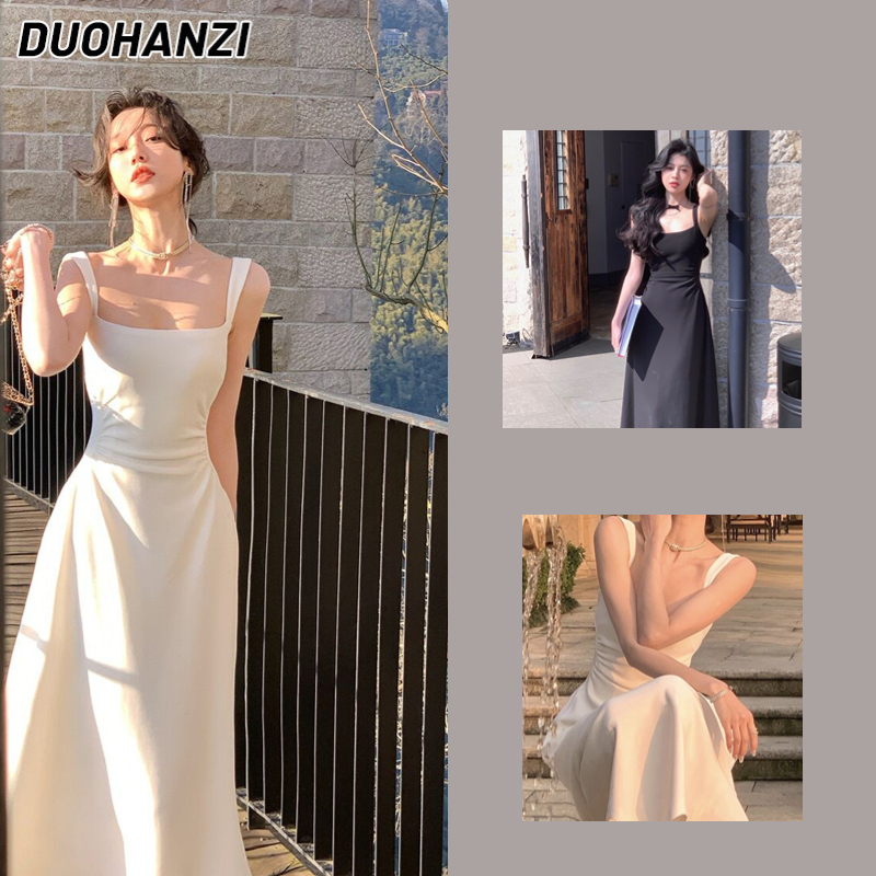 DUOHANZI Đầm Hai Dây Thời Trang Pháp 2023 Cho Nữ