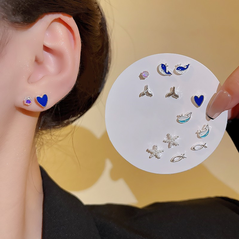Bộ Bông Tai Mạ Bạc 925 Đính Đá Dễ Thương Phong Cách Hàn Quốc Thời Trang Cho Nữ