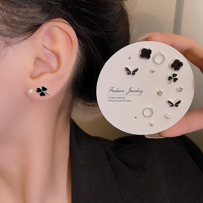 Bộ Bông Tai Mạ Bạc 925 Đính Đá Dễ Thương Phong Cách Hàn Quốc Thời Trang Cho Nữ
