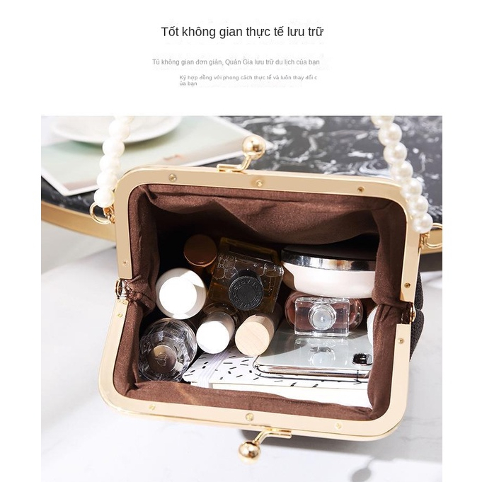 Túi Đeo Chéo Hình Vỏ Sò Đính Ngọc Trai Thời Trang Dành Cho Nữ