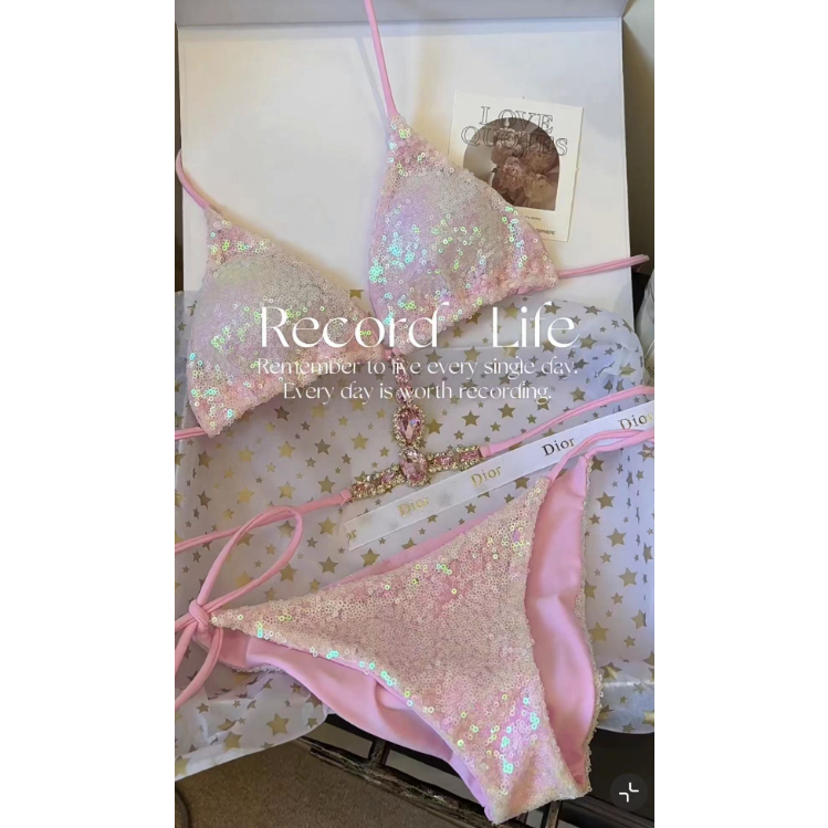 Bikini Bộ Đồ Bơi Ba Mảnh Đính Kim Cương Sáng Lấp Lánh