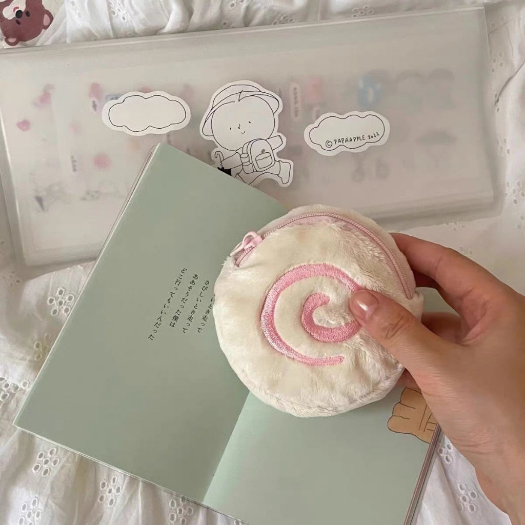 2023 Túi Đựng Tai Nghe airpods Hình Bánh Cá Màu Hồng Bằng Lông Nhung Dễ Thương Xinh Xắn