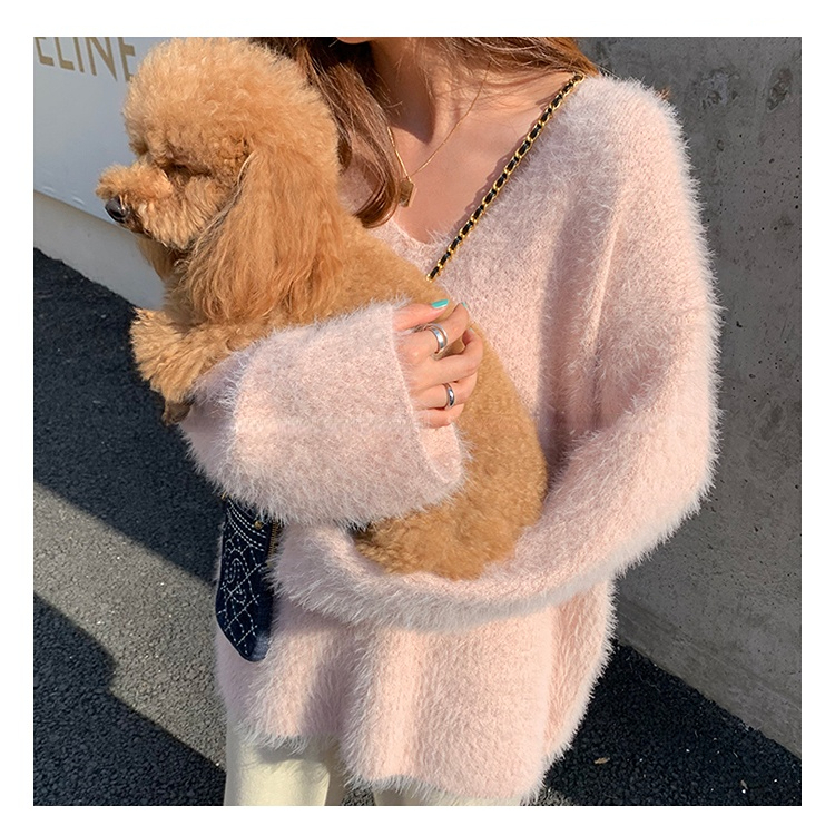 Áo Len Cổ Chữ V Dáng Rộng Thiết Kế Mỏng Thân Thiện Với Da Cao Cấp Thời Trang Dành Cho Nữ